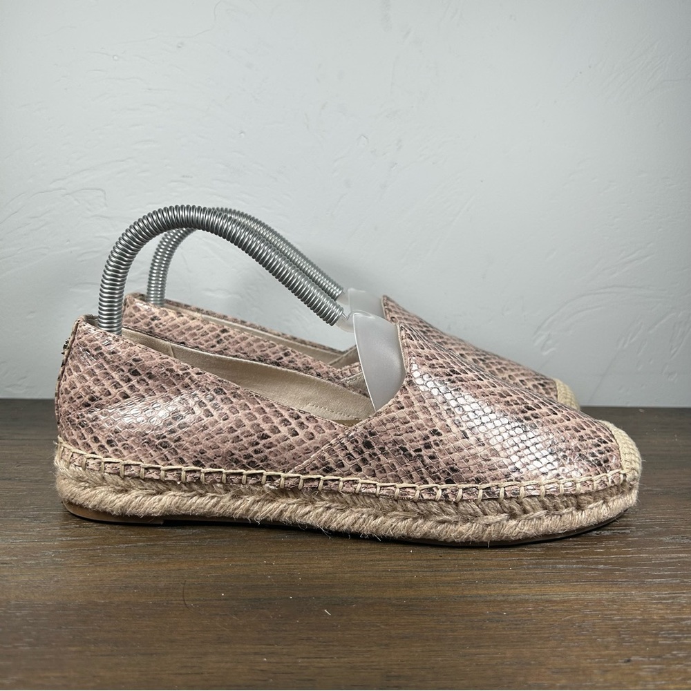 Sam Edelaman Karlita Cream Snakeskin Espadrille Flats Women's size 7